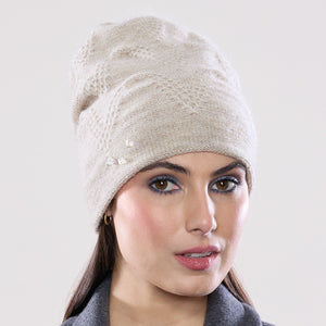 Women's winter Chevron Crystal Hat shown in the colour linen.