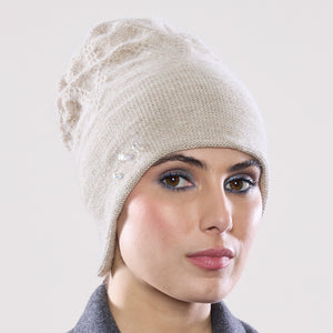 Women's winter Chevron Crystal Split Hat shown in the colour linen.