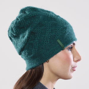 Women's winter Aries Ribbon Hat shown in the colour clover.