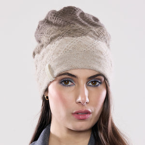 Women's winter Aries Trio Hat shown in the colour beech to sable.