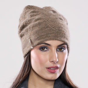 Women's winter Chevron Velvet Toque shown in the colour agouti.