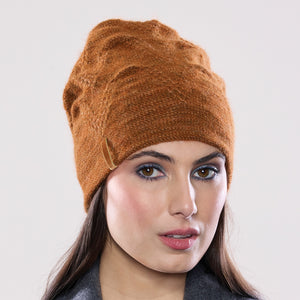 Women's winter Chevron Velvet Toque shown in the colour flame.