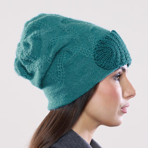 Women's winter Chevron Shield Hat shown in the colour aquamarine.