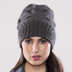 Women's winter Chevron Shield Hat shown in the colour slate.