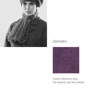 Women's winter Web Topper Scarf shown in the colour clematis.