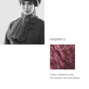 Women's winter Web Topper Scarf shown in the colour raspberry.