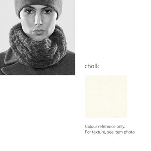 Women's winter Web Loop Scarf shown in the colour chalk.