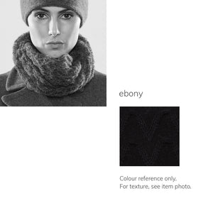 Women's winter Web Loop Scarf shown in the colour ebony.