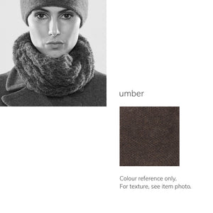 Women's winter Web Loop Scarf shown in the colour umber.
