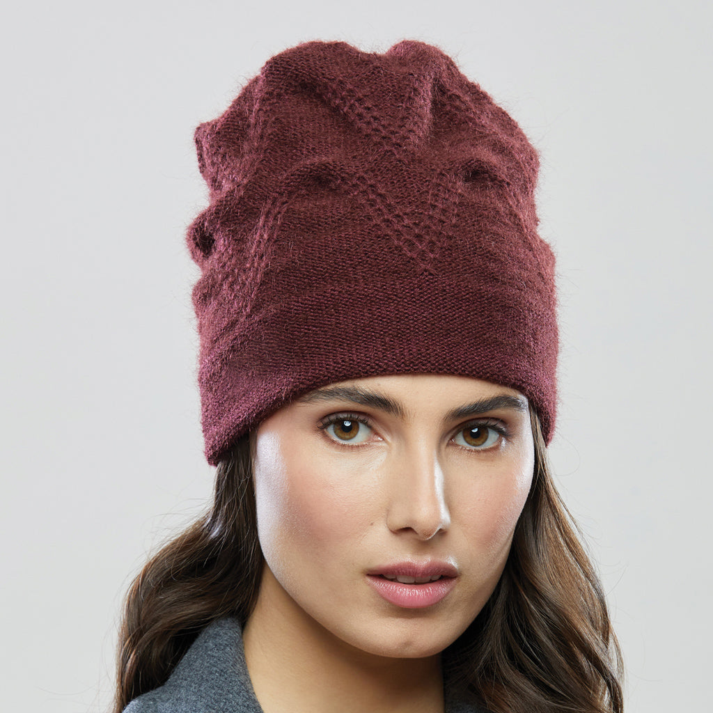 Women's winter Orion Chroma winter hat in maroon.