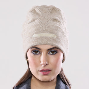 Women's winter Orion Velvet Toque shown in the colour beech.