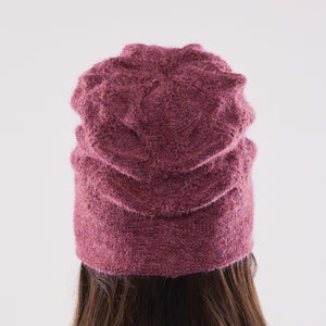 Women's winter Orion Velvet Toque shown in the colour mauve.