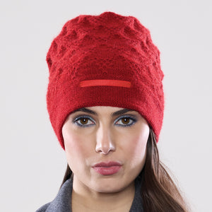 Women's winter Alexsis Ribbon Hat shown in the colour cardinal.