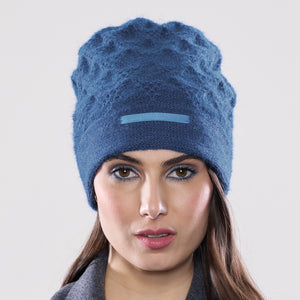 Women's winter Alexsis Ribbon Hat shown in the colour denim.