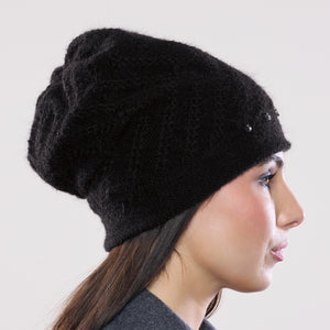 Women's winter Zig Zag Crystal Hat shown in the colour raven.