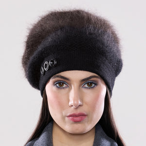 Women's winter Uptown Button Tam shown in the colour ebony to umber.
