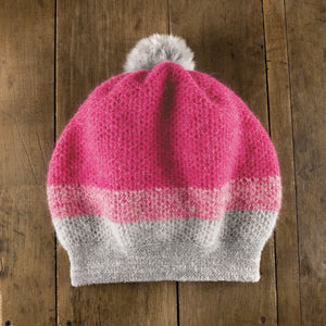 Slopeside Pom Tam in light grey to hot pink