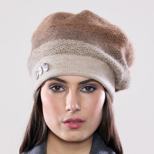 Women's winter Couloir Button Tam in barley to ginger.
