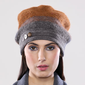 Women's winter Couloir Button Tam in coal to fire.