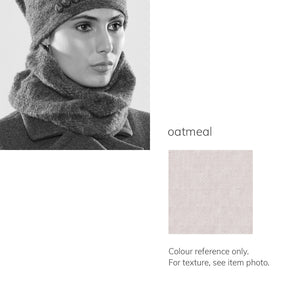 Women's winter Little Nakiska Loop Scarf shown in the colour oatmeal.