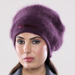 Women's winter Mountaineer Tam shown in the colour clematis.