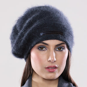 Women's winter Mountaineer Tam shown in the colour deep ocean.