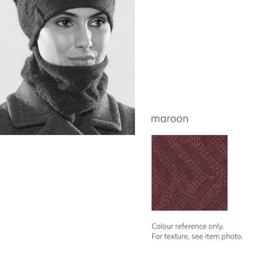 Women's winter Aries Collar shown in the colour maroon.