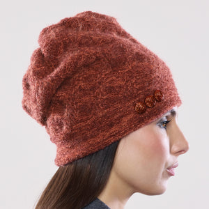 Women's winter Doppelzägger Hat shown in the colour rusty.