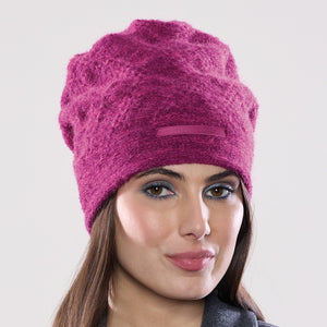 Women's winter Doppelzägger Ribbon Hat shown in the colour magenta.