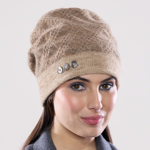 Women's winter Gemini Hat shown in the colour amber.