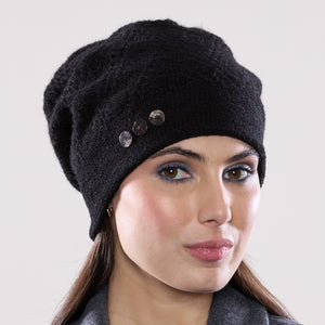 Women's winter Gemini Hat shown in the colour black.