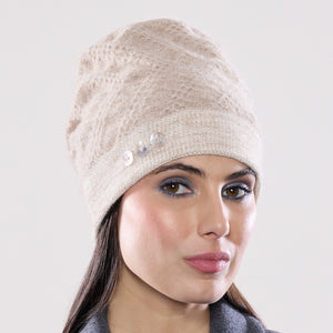 Women's winter Gemini Hat shown in the colour butterscotch.