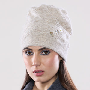 Women's winter Clendenan Toque shown in the colour pebble.