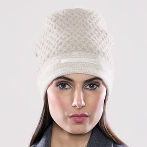 Women's winter Honeycomb Velvet Hat shown in the colour pebble.