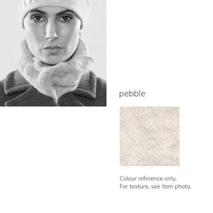 Women's winter Little Kingston Loop Scarf shown in the colour pebble.